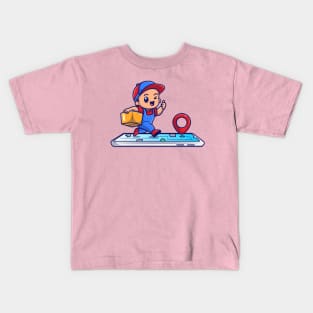 Cute Courier Delivery Online Package Cartoon Kids T-Shirt